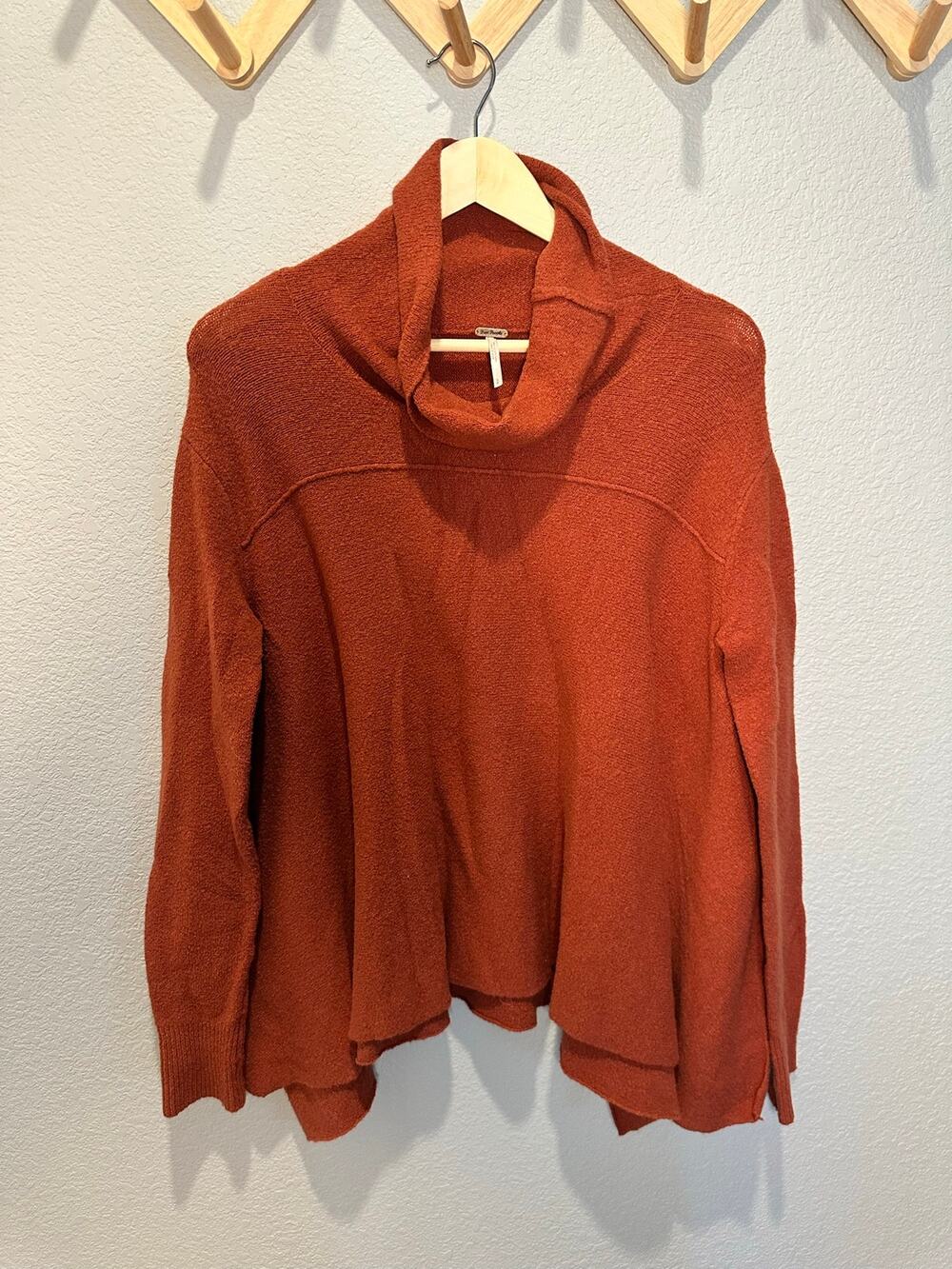 Free People Boucle Cotton Blend Sweater Rust/Orange Size Small